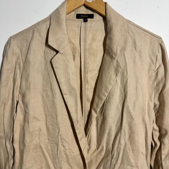 Quince Blazer Women M Tan Driftwood 100% Linen Minimal Modest Workware Career - Picture 4 of 9
